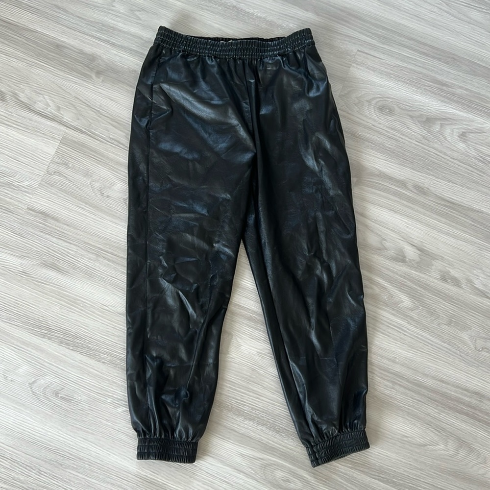 Aritzia babaton faux leather joggers